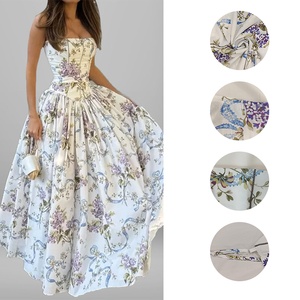 Abito Elegante da Donna all'Ingrosso con Spalline Sottili, Senza Maniche, Stampa Floreale, Linea ad A, Gonna Lunga Fluida, per Vacanze, Spiaggia, Casual, Uso Quotidiano - Product Image 2