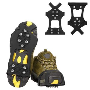 Crampons à glace professionnels à 10 crampons pour le camping et l'escalade, antidérapants, pour la marche sur la neige et la glace, avec pointes en silicone - Product Image 1