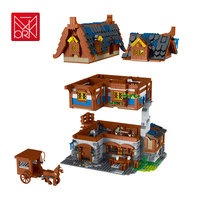 Ensemble de briques de construction modulaires médiévales XMORK, grande taverne, 3451 pièces, ensemble de blocs de construction de maison européenne vintage, ornement, cadeau pour collectionneurs