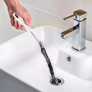 Brosse de nettoyage en spirale pour drain, avec manche en plastique, outil de débouchage de tuyaux pour salle de bain et cuisine - Product Image 1