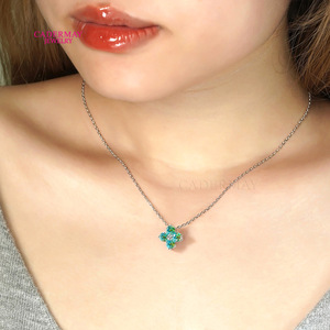 Cardermay S925 <b>Silver</b> Pendant <b>Necklace</b> Blue Flower Design Gift Jewelry - Product Image 2