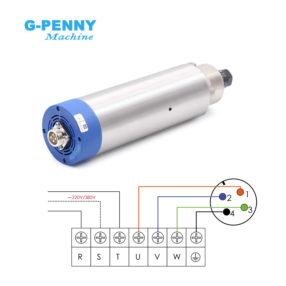 Personalizzazione G-PENNY 1.5kw ER16 D = 65mm 400Hz mandrino raffreddato ad aria 4 pz cuscinetti 24000rpm legno lavorazione motore mandrino