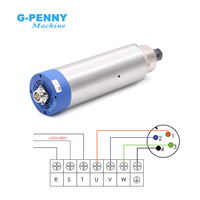 Moteur de broche G-PENNY personnalisable 1,5 kW ER16 D=65mm 400Hz refroidi par air triphasé 220V/380V avec 4 roulements 24000 tr/min pour le travail du bois