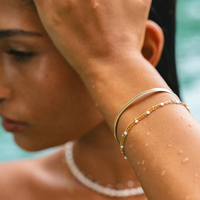 Bracelet double couche en acier inoxydable plaqué or 18 carats Jietao, avec petites perles blanches, hypoallergénique, délicat, bijoux de plage pour femmes