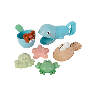 Lot de 6 jouets de plage en paille de blé pour enfants, avec pelle à sable en forme de baleine et moules d'animaux, sac en filet écologique, pour jeux de sable estivaux - Product Image 2
