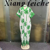 Robe Kaftan Bubu Décontractée et Ample pour Femme, Style Ethnique, Imprimé Palmiers Africains, Idéale pour la Maison, les Fêtes, la Plage et les Vacances – Collection Été 2026