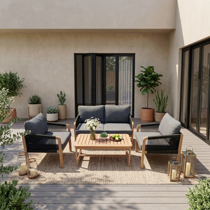 Contemporary Acacia <b>Wood</b> Sofa Set (4pcs) Foldable Eco-friendly Outdoor <b>Garden</b> Villa Hotel Furniture Teak <b>Wood</b> <b>Frame</b> Wholesale - Product Image 1