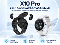 Montre connectée 2 en 1 Custom Logo X10 Pro avec écouteurs TWS intégrés, écran 1,45 pouces 360*360, tracker d'activité, boîtier et bracelet personnalisables