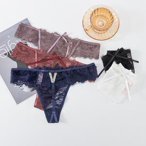 Bragas de encaje Ropa interior sexy para mujer para adultos Precio al por mayor <span class=keywords><strong>Chicas</strong></span> hermosas <span class=keywords><strong>Tanga</strong></span> francés <span class=keywords><strong>con</strong></span> lazo Rhinestone T Back <span class=keywords><strong>Tanga</strong></span> - Product Image 3
