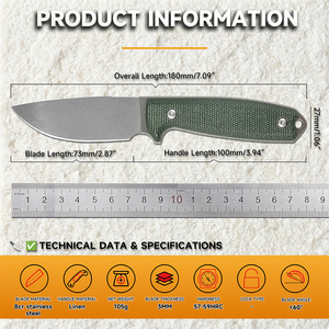Couteau de chasse tactique à lame fixe pleine longueur en acier 8Cr13MoV avec manche en lin, logo personnalisé OEM, couteau de survie Bushcraft avec étui K - Product Image 2
