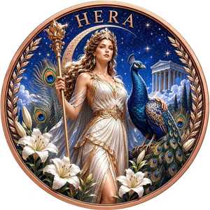 Moneda de Cobre Puro 999 de 1 oz y 5 oz, <span class=keywords><strong>Hera</strong></span> Reina del Olimpo, Relieve 3D, Color UV, Estilo Real, Arte Griego - Product Image 1