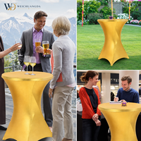 Housse de table de bar personnalisable minimaliste en fibre synthétique extensible imperméable avec revêtement or-argent pour cocktails, idéale pour l'export.
