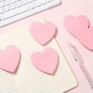 4 Pcs Multiple Styles <b>Pink</b> Heart-Shaped Sticky Note Sets Self-Adhesive Memo Pads Romantic Office Stationery Valentines <b>Gift</b> - Product Image 3