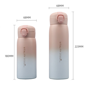 Vitality <b>Insulated</b> Water <b>Bottle</b> 304 Stainless Steel Gradient Color Portable Travel Tumbler With Pop Up Lid - Product Image 5