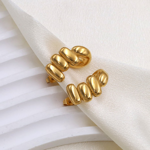 Huggie Earrings Gold Geometric Shape Titanium Steel Fashion Jewelry For Women - Product Image 3