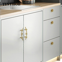 Tombol Dekor Dapur Tarik Kabinet Bentuk Bunga, dan Pegangan Cabang Bunga Laci Lemari C-4531 Dapur Kuningan Emas