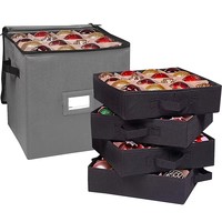 Organisateur de rangement pour décorations de Noël, capacité de 64 décorations, séparateurs ajustables, polyester, fermeture éclair portable