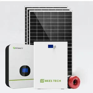 Hybrid solar power system complete set 5kw 48v 51.2v solar systems with lithium batteries for Growatt Deye SRNE Inverter