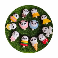 Abalorios de resina planos con diseño de panda kawaii para accesorios centrales de pinzas para el pelo, dijes para fundas de teléfono DIY, adornos para scrapbooking