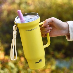 Large-capacity Stainless Steel Vacuum Insulated <b>Thermos</b> Straw Water <b>Bottle</b> Stylish Outdoor Use Portable Outdoor Sport Tumbler - Product Image 1