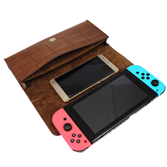 High Quality Durable Luxury Classic Eco-Friendly Leather Water Resistant Customizable Custom Logo Button Closure Nintendo Bag