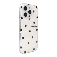 Étui de téléphone intelligent personnalisable en TPU IMD anti-chute, protection 360°, anti-traces de doigts, pour 14 Pro Max, points noirs, bonne chance