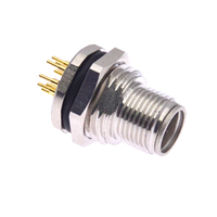 Connecteur circulaire M12 X-Coded, étanche IP67, boîtier en laiton, fiche mâle pour soudure sur circuit imprimé, montage sur panneau arrière, prise