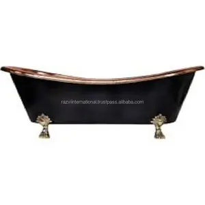 Black powder coated outside copper plating inside copper bath tub with metal legs