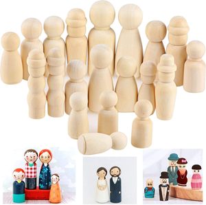 Peg en bois poupée ensemble personnes inachevées peinture <span class=keywords><strong>grande</strong></span> famille peint bricolage artisanat bébé jouets figurines mariage fête d'anniversaire décoration - Product Image 1