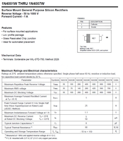 Rectificador Controlado por Silicio 1N4004W, Montaje Superficial, Fuente de Alimentación 400V 1A, 100% Original y con Código de Lote Rastreable, Marca Original
