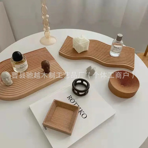 Wooden Storage <b>Tray</b> With Water Ripple Pattern 39x16x2 Cm For <b>Tea</b> Coffee Food Serving - Product Image 5