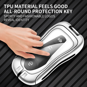 Custodia per chiave auto in pelle in lega di zinco per Geely New Emgrand GS X6 Azkarra Tugella FY11 <span class=keywords><strong>Atlas</strong></span> <span class=keywords><strong>Pro</strong></span> SUV EC7 Protector portachiavi - Product Image 3