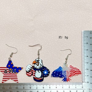 Boucles d'oreilles pendantes en acrylique pour la fête de l'Indépendance, motif drapeau américain, aigle et étoile, bijoux de mode pour soirée - Product Image 3