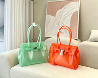 Sac fourre-tout personnalisé en gelée couleur unie, étanche, transparent en TPU, pour femme, haute qualité, été, shopping, concert, holographique