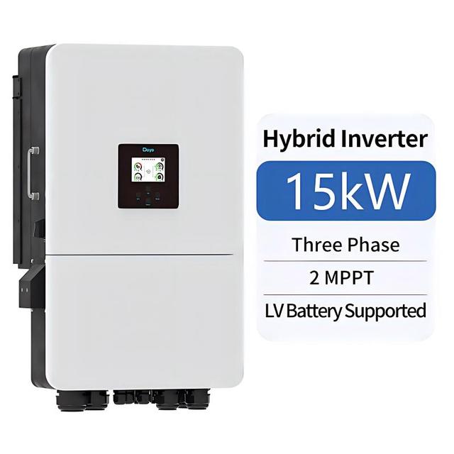 Deye Hybrid 3 Phase PV Inverter 15Kw 15 kw 48V Low Voltage IP65 Solar Power Inverters with 2 MPPT