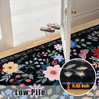Tapis moelleux vintage noir 8x10 à motifs floraux bohèmes, lavable en machine, résistant aux taches, antidérapant, pour salon, salle à manger, décoration intérieure