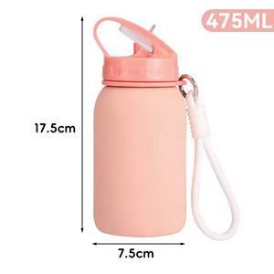 Vente en gros de nouvelles tasses à eau en silicone portables et mignonnes de 475 ml pour enfants, pour les voyages en plein air, tasse à eau pliable pour enfants - Product Image 2