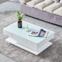 Table basse en bois et verre, haute brillance, ronde, pour la maison,