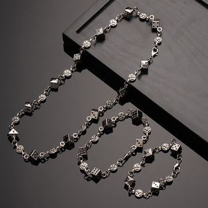 Luxo Cubano Link Chain Hip Hop Jóias Banhado A Prata Com Padrão Geométrico De Zircão De Ouro Embutimento Para Presente Feito De Bronze - Product Image 5