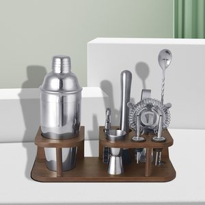 Nhà Máy Trực Tiếp Bằng Gỗ Đứng Cocktail Shakers Thanh Công Cụ Thiết Lập <span class=keywords><strong>Barware</strong></span> Nhà Sản Xuất Thép Không Gỉ Cocktail Shaker Bộ - Product Image 1