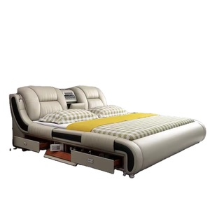 <span class=keywords><strong>Letto</strong></span> Matrimoniale Moderno di Lusso in Pelle, Regolabile, Elettrico, con Massaggio, Imbottito, con <span class=keywords><strong>Materasso</strong></span> e Struttura, Design TV Integrato - Product Image 2