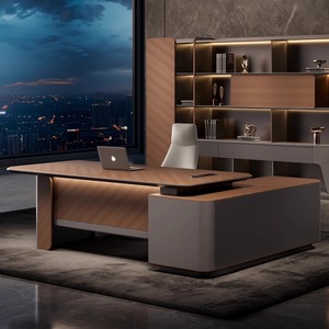 Escritorio de oficina ejecutivo de lujo moderno Escritorio de melamina de madera MDF duradero para computadora Boss Manager para el hogar Edificio de oficinas Certificado CE - Product Image 1