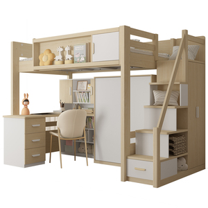 Giường tầng trẻ em cao cấp có bàn học, cầu thang và tủ đựng đồ kèm giá sách - Product Image 1