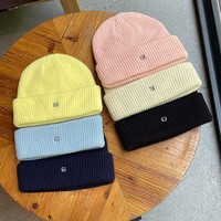 Bonnet tricoté côtelé doux et chaud avec broderie chat, style streetwear décontracté pour l'extérieur, bonnet d'hiver, casquette, gorro