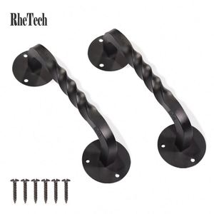 WEKIS Modern Heavy Duty Cast Iron <b>Door</b> <b>Handle</b> Sliding Wooden <b>Door</b> Barn <b>Door</b> Pulls <b>Handles</b> Matte Black Apartment Warehouse - Product Image 2