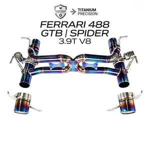 ท่อไอเสียวาล์ว Vortex Blue Burnt Titanium สำหรับ Ferrari 488 GTB Spider เครื่องยนต์ 3.9T V8 แบบ X-Pipe ติดตั้งได้โดยตรง - Product Image 1