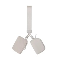 Ensemble de pochettes miniatures imperméables en nylon 2-en-1, porte-cartes, sangle de poignet en nylon, doublure en polyester, pochettes à double fermeture éclair