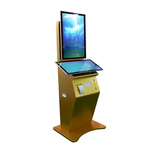 Customized All-In-One LCD Display and Payment Kiosk Double Screen Golden Color Digital Advertising for Shopping Malls