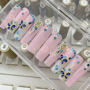 2024 Internet célébrité cercueil en forme d'ongles à la main acrylique diamant conception presse-<span class=keywords><strong>sur</strong></span> ongles ABS matériel - Product Image 3