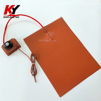 Plaque chauffante en caoutchouc silicone flexible personnalisée avec bouton / thermostat numérique pour chauffage industriel